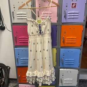 Floreat Cream Dress with Blue Accents